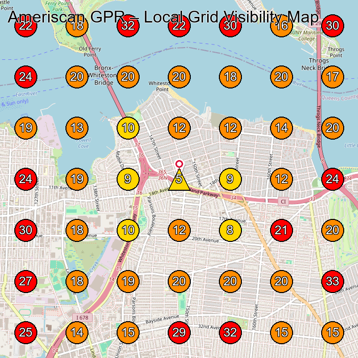 Ameriscan GPR GeoGrid visibility map for Carpenter in Queens